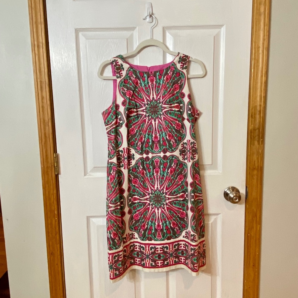 London Times Cotton Sateen Shift Dress